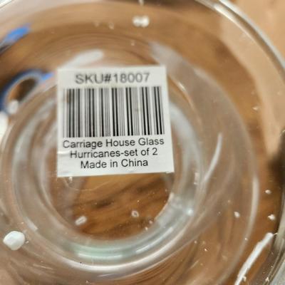 Lot of 6 Carriage House Glass Hurricanes Candle Holders w Candle