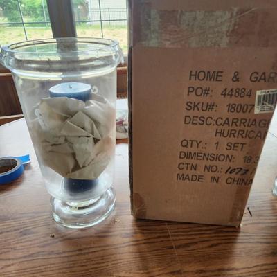 Lot of 6 Carriage House Glass Hurricanes Candle Holders w Candle