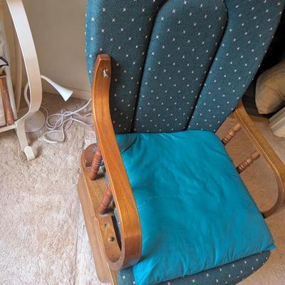 Vintage Wood & Fabric Gliding Rocker