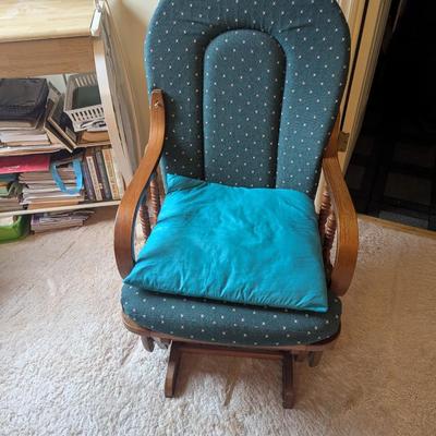Vintage Wood & Fabric Gliding Rocker