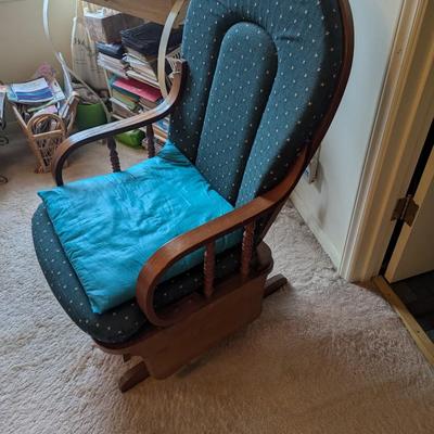 Vintage Wood & Fabric Gliding Rocker