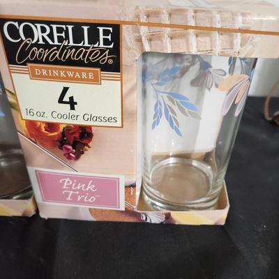 3 4 packs Corelle Pink Trio Glasses 8 16oz 4 7oz