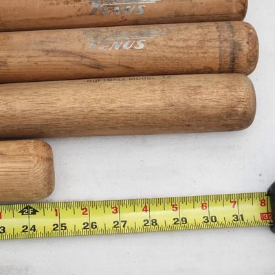 4 Vintage Wood Baseball bats Louisville Slugger 125L Venus, 125Y Thin Grip, H&B Johnny Bench