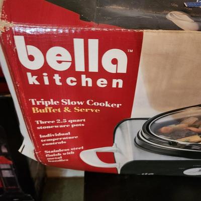 Bella Kitchen Triple Slow Cooker Buffet & Server