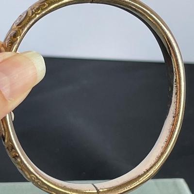 Antique gold tone Etched Bangle Bracelet