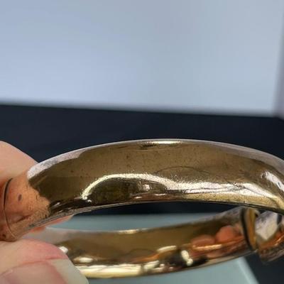 Antique gold tone Etched Bangle Bracelet