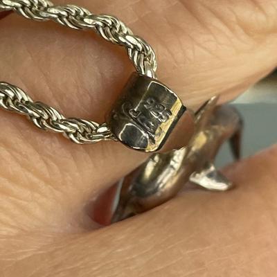 Sterling Silver Rope Chain with Dolphin Pendant
