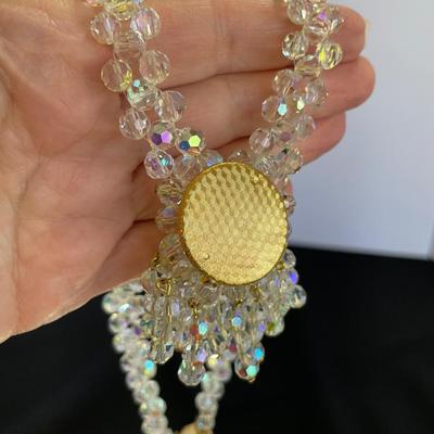 Unusual Vintage Beaded Crystal Necklace