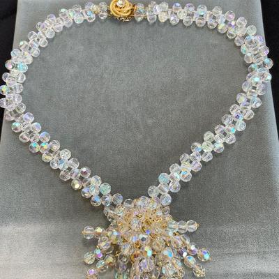 Unusual Vintage Beaded Crystal Necklace