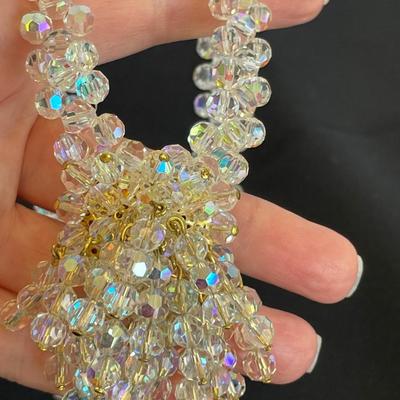 Unusual Vintage Beaded Crystal Necklace