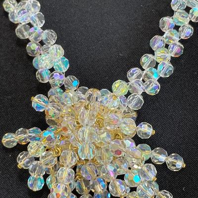 Unusual Vintage Beaded Crystal Necklace