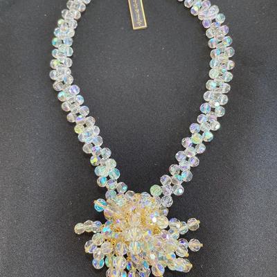 Unusual Vintage Beaded Crystal Necklace