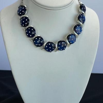 Vintage Navy Thermoset Necklace and Earrings