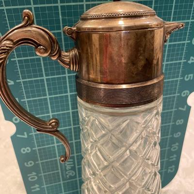 Cut glass and silver plated top pitcher