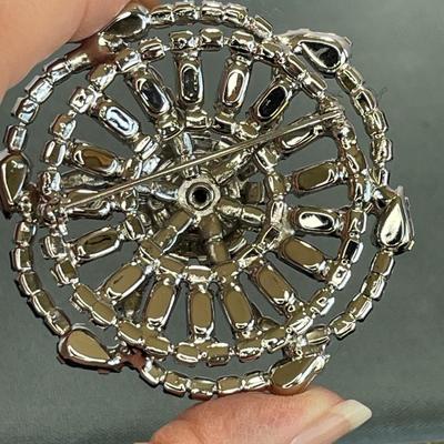 Vintage Clear Rhinestone Pin and Earrings