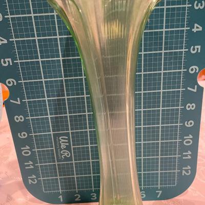 Green depression glass vase