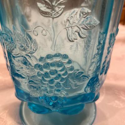 Westmoreland hand made blue glass pitcher