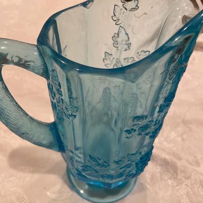 Westmoreland hand made blue glass pitcher