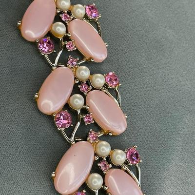 Vintage Pink Thermoset Wide Bracelet