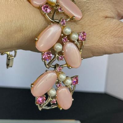 Vintage Pink Thermoset Wide Bracelet