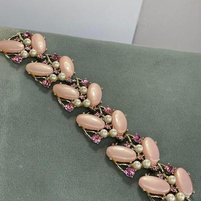 Vintage Pink Thermoset Wide Bracelet