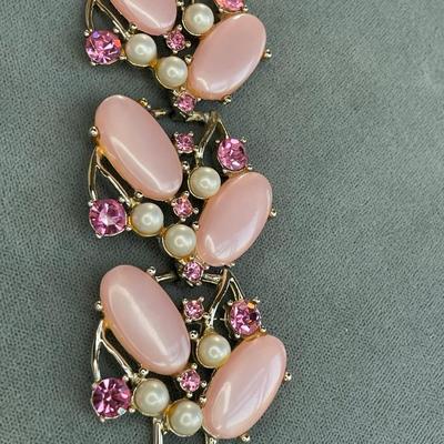 Vintage Pink Thermoset Wide Bracelet