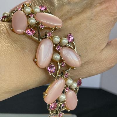 Vintage Pink Thermoset Wide Bracelet