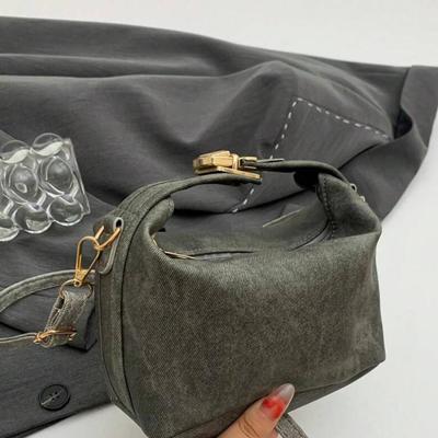 Denim Print Boxy Shoulder Bag With Adjustable Strap, PU Material Zipper Closure Fashionable Handbag For Women, Suitable For Daily Use,...