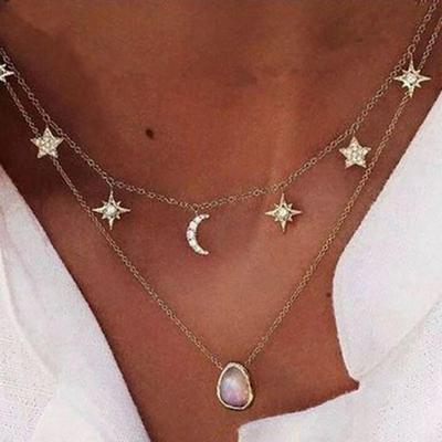 Luna Norte Druzy Quartz Positivity & Healing Necklace - Moon Pendant, Star Pendant, Druzy Quartz & Heart Pendants