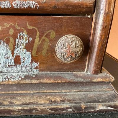 ANTIQUE CORTICELLI SPOOL SILK CABINET