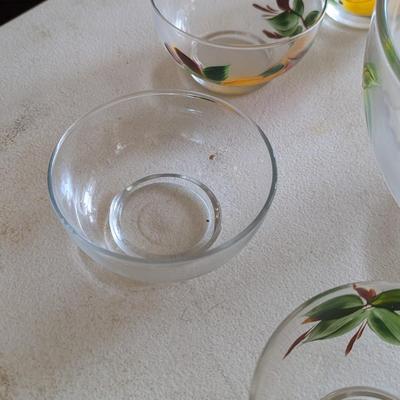 Hand Painted Salad Bowls With Oil & Vinegar Bottles