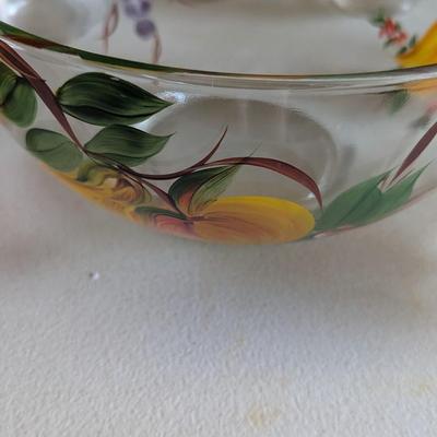 Hand Painted Salad Bowls With Oil & Vinegar Bottles