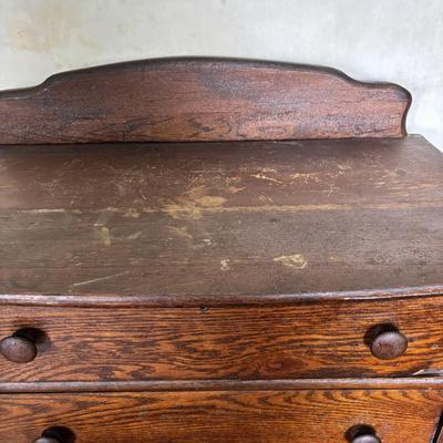 LOT 631: Vintage Oak Dresser on Wheels