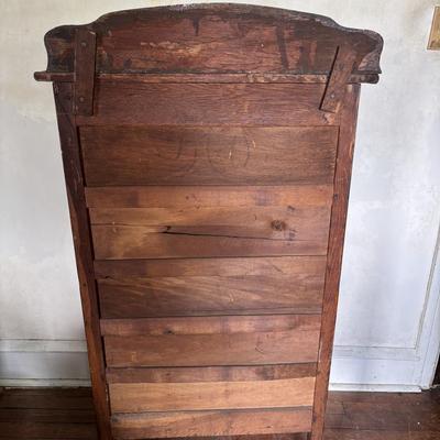 LOT 631: Vintage Oak Dresser on Wheels