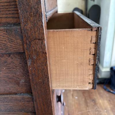 LOT 631: Vintage Oak Dresser on Wheels