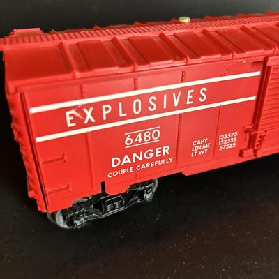 LOT 641: Lionel Train Set: Union Pacific Locomotive #1065, Savings Back Box Car #6050 Bank/Train Car, Explosives Box Car #6470, Flatbed...