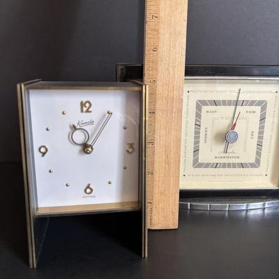 LOT 643: Vintage Airguide Weather Station by Fee & Stemwedel & Vintage Art Deco Kundo Alarm Clock