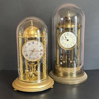 LOT 644: Vintage Anniversary Clocks: Master 400-Day (14"w/Dome) & Nisshin Master 400-day (16" w/Dome)