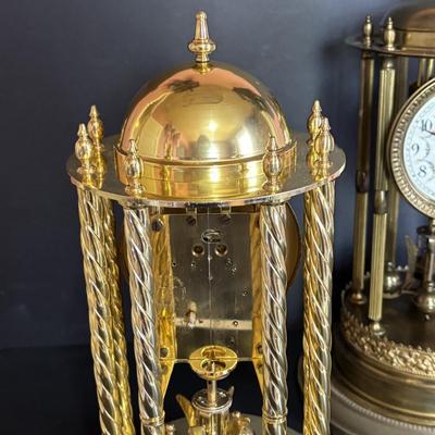 LOT 644: Vintage Anniversary Clocks: Master 400-Day (14"w/Dome) & Nisshin Master 400-day (16" w/Dome)