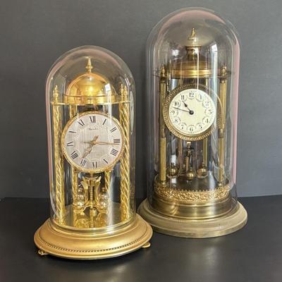 LOT 644: Vintage Anniversary Clocks: Master 400-Day (14"w/Dome) & Nisshin Master 400-day (16" w/Dome)