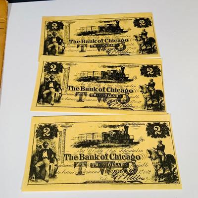 LOT 656: Reproduction and Novelty Currency and Wheat Back Pennies, a Coin Collection Birthday Card and More