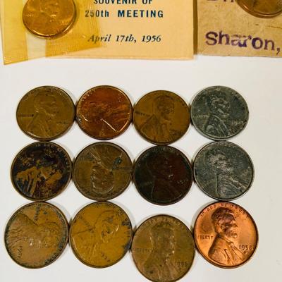 LOT 656: Reproduction and Novelty Currency and Wheat Back Pennies, a Coin Collection Birthday Card and More