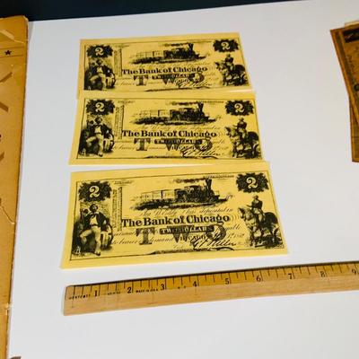LOT 656: Reproduction and Novelty Currency and Wheat Back Pennies, a Coin Collection Birthday Card and More
