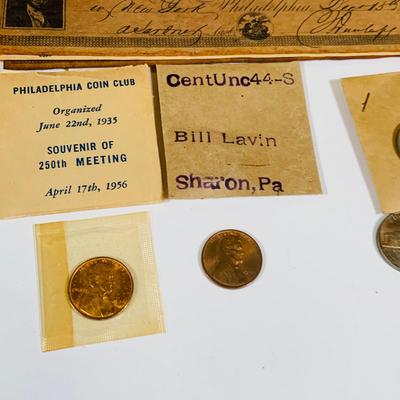 LOT 656: Reproduction and Novelty Currency and Wheat Back Pennies, a Coin Collection Birthday Card and More