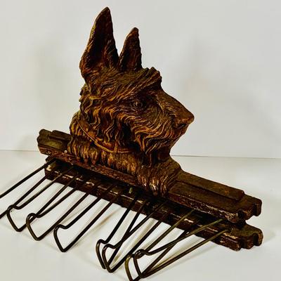 LOT 657: Cast Iron Scotty Dog Book End and a Vintage Scotty Dog Tie Rack