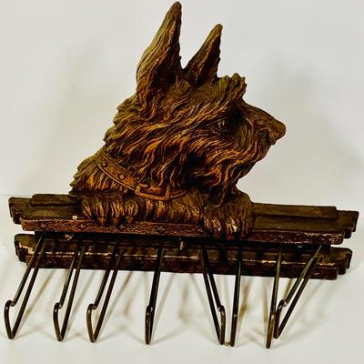 LOT 657: Cast Iron Scotty Dog Book End and a Vintage Scotty Dog Tie Rack