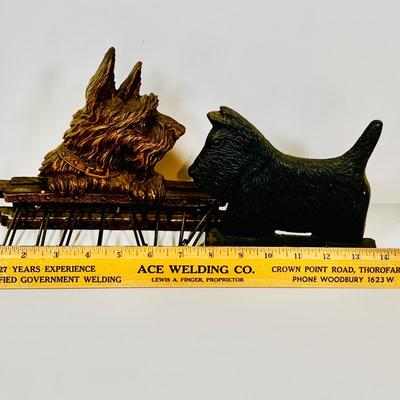 LOT 657: Cast Iron Scotty Dog Book End and a Vintage Scotty Dog Tie Rack