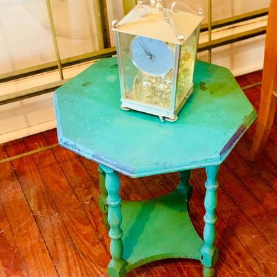 LOT 666: Three Side Tables, Three Anniversary Clocks, an Hourglass and a Lamp
