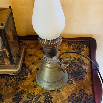 LOT 666: Three Side Tables, Three Anniversary Clocks, an Hourglass and a Lamp