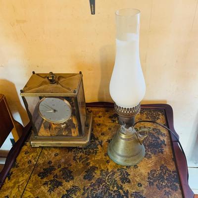 LOT 666: Three Side Tables, Three Anniversary Clocks, an Hourglass and a Lamp